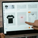 Laptop showing an online store product grid